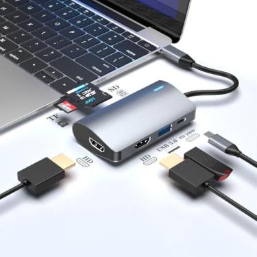 Imagem de Govalue Hub USB C, divisor USB C 6 em 1 para 2 HDTV, porta de dados USB 3.0 de 5 Gbps, adaptador USB C com porta HDTV 4K, carregamento PD 100W, leitor de cartão SD TF, para laptops iPad Pro, MacBook