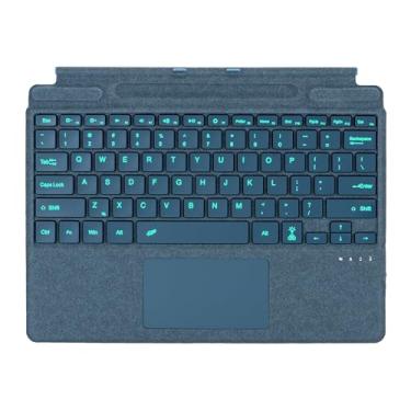 Imagem de Zoof Capa tipo para Microsoft Surface Pro 11 / Pro 10 / Pro 9 / Pro 8 / Pro X, 33.0 cm, teclado Bluetooth fino portátil com touchpad, suporte de caneta (azul cobalto com retroiluminado)