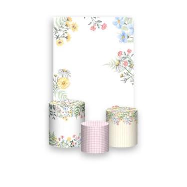 Imagem de Painel De Festa Vertical 1,50 x 2,20 + Trio De Capas Cilindro - Jardim