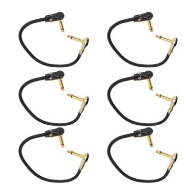 Imagem de Cabo de Efeito de Guitarra Elétrica, 6 Peças, 1/4 Polegadas, ângulo Reto, Cabo de Remendo de Pedal de Guitarra, 30cm para Guitarra Elétrica, Baixo, Teclados, Sistemas (Ouro de