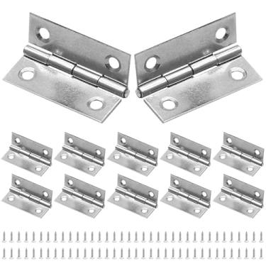 Imagem de Piutouyar Pacote com 12 dobradiças de extremidade de 5 cm mini dobradiças de aço inoxidável 304 pequenas dobradiças de armário dobradiças dobráveis para artesanato com parafusos de montagem para