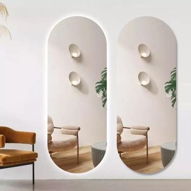 Imagem de Espelho Lapidado Oval Iluminado com led frio - 60x150cm - Woodglass