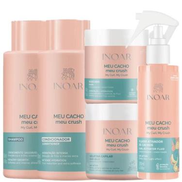 Imagem de Kit Inoar Meu Cacho, Meu Crush Sh 500ml + Cond 500ml + Másc 500g + Gel