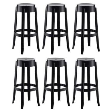 Imagem de Conjunto com 6 Banquetasde Plástico Shine Preto - UZ Utilidades