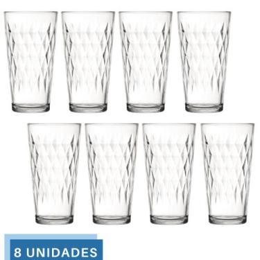 Imagem de Jogo 8 Copos 350ml Vidro Vitrage Suco Agua Transparente Nadir - NADIR 