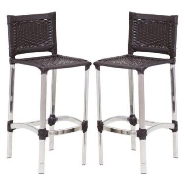 Imagem de 2 Banquetas Madri em Alumínio para Edícula, Cozinha, Balcão, Área Tram