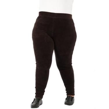 Imagem de Calça Plus Size Feminina Anistia Fuso Veludo Cotele Marrom, Marrom, G2