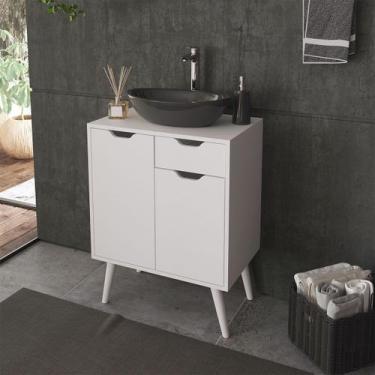 Imagem de Gabinete Banheiro Para Cuba com 2 Portas e 1 Gaveta 60x80cm Pés palito