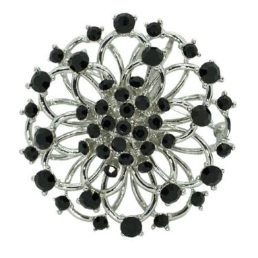 Imagem de Broche Elegante Strass Flor Casual e Festa Akasaki BRG20735, Prateado,
