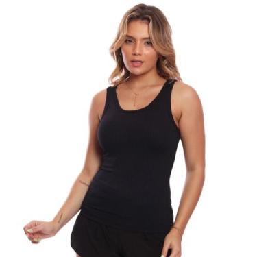 Imagem de Regata Nadador Canelada Feminina Lisa Blusa Blusinha Básica - Brás e C