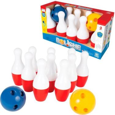 Imagem de Boliche De Brinquedo 10 Pinos E 2 Bolas Jogo Infantil Nig Brinquedos