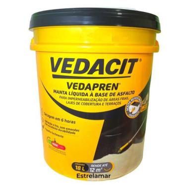 Imagem de Manta Líquida Base de Asfalto p/ Impermeabilização - Vedapren Preto 18