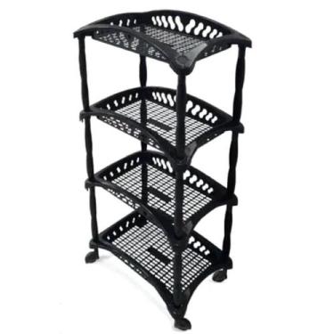 Imagem de Cesto Organizador Fruteira De Chão Empilhável 4 Andares Preto Com Rodi