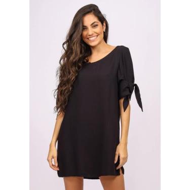 Imagem de Vestido Curto Viscose Detalhe Cruzado nas Costas Preto - Amazonia Vita