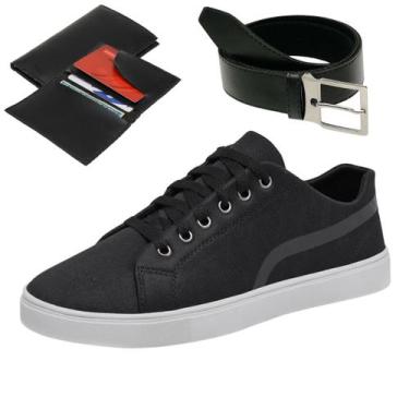 Imagem de Tenis Casual Masculino Super Macio e Confortável Sola Reta + Cinto e C