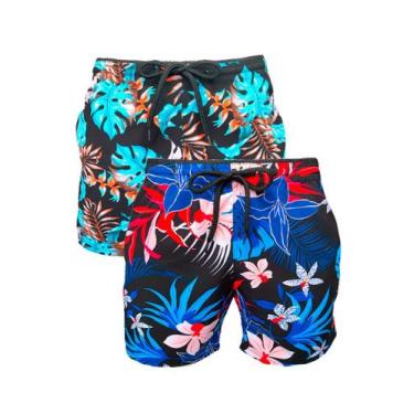 Imagem de Kit 2 Shorts de Agua Praia Estampado Tactel com Elastano Floral - KS, 