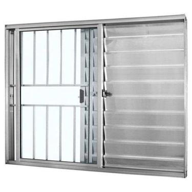 Imagem de Veneziana 3 folhas 1,20x1,50 com grade no alumínio brilhante