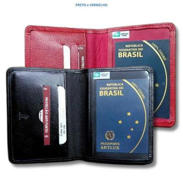 Imagem de Kit Porta Passaportes Couro Legitimo Premium 2 Unidades - ARTLUX, Pret