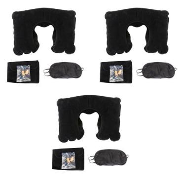 Imagem de 3 Kits Para Viagem Familia - Almofada - Tapa Olho e Protetor Auricular