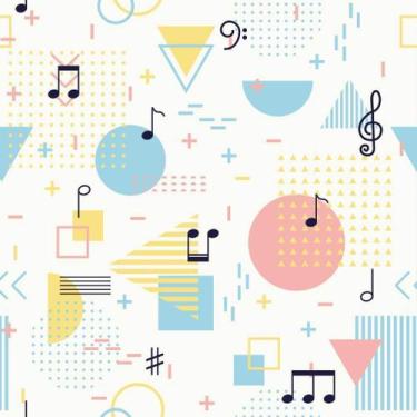 Imagem de Papel de Parede Decorativo Musical com Formas e Notas 3,0m - DEKAL DEC