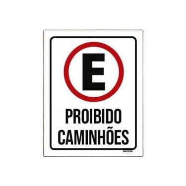Imagem de Placa Sinalização Estacionamento Proibido Caminhões 18X23