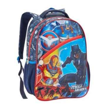 Imagem de Mochila escolar mega heroes infantil menino seanite