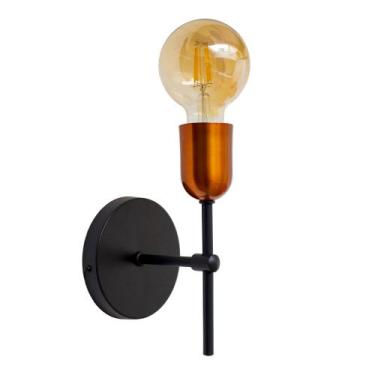 Imagem de Arandela parede cabeceira quarto e lavabo preto e cobre - Infinitylux