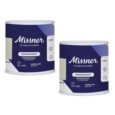 Imagem de Kit 2 Esparadrapo Impermeável 5cm X 4,5m Branco - Missner
