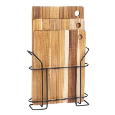 Imagem de Kit com 3 Tábuas de Corte para Carnes Legumes com Suporte em Metal - S