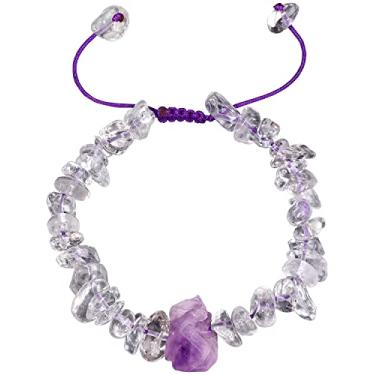 Imagem de Lightock Pulseiras irregulares espirituais de pedras cruas com cristais de Reiki com contas para mulheres, riqueza, equilíbrio energético, joias, Medium, Pedra, Quartzo