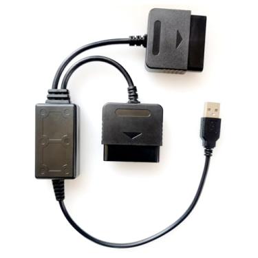 Imagem de DHSKZRMJ Compatível / Substituição 2 em 1 Dual PSX PS1 PS2 para PS3 PC Laptop USB Controlador Conversor Adaptador Preto