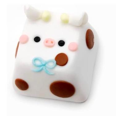 Imagem de Teclas de bezerro feitas à mão com desenho bonito base PBT para chave ESC, teclado mecânico pequena vaca DIY substituir