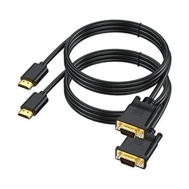 Imagem de Cabo HDMI para VGA de 1 m, pacote com 2, adaptador HDMI para VGA (macho para macho) Cabo de vídeo HD 1080p compatível com computador, desktop, laptop, PC, monitor, projetor, HDTV e mais (não bidirecional, 1 m)