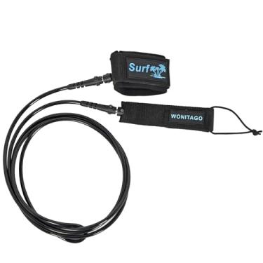 Imagem de Coleira de prancha de surf reta premium corda de perna SUP 6/7/8/2,7 m para qualquer prancha de surf, longboard, paddleboard e shortboard (preto, 2,7 m)