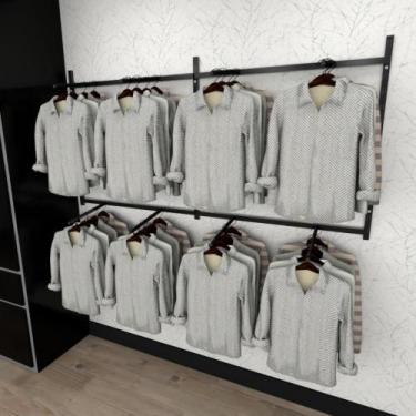 Imagem de Arara de roupas closet quarto com 15 peças cremalheira 200x100 cm cor 
