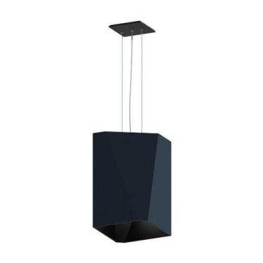 Imagem de Lustre Pendente Facetado 35x21cm 1xE27 Em Madeira - FOXLustres, Preto