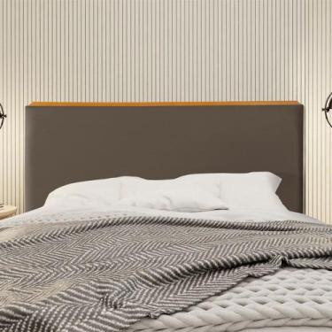 Imagem de Cabeceira Cama Box King 1,93m Estofada Detalhe em Madeira Java Veludo 