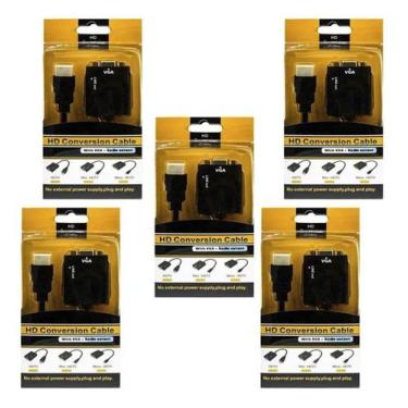 Imagem de Kit 5 Cabo Adaptador Conversor Hdmi Para Vga Saída P2 Áudio - Genérica