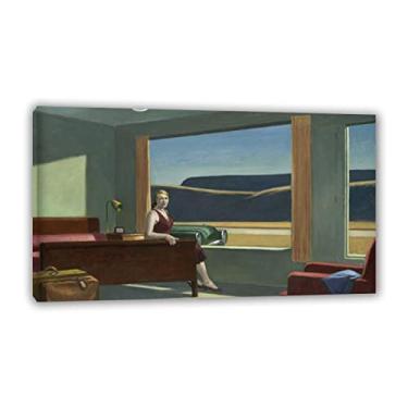 Imagem de Edward Hopper Prints-Famous Wall Art Framed-Landscape Painting Print on Canvas - "Western Motel" Poster - Reprodução em tela para decoração de casa 50 x 85 cm (20 x 33 pol.)