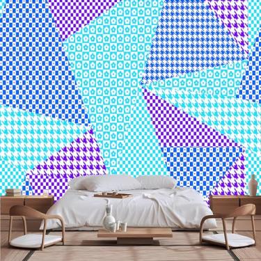 Imagem de Lcythiazole Papel de parede geométrico de tamanho personalizável - papel de parede boho fashion, autoadesivo removível, para sala de estar, quarto, quarto infantil, escritório