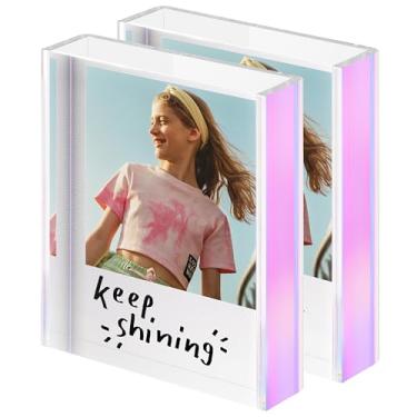 Imagem de WINKINE Moldura Instax compatível com filme instantâneo quadrado SQ1/SQ40, molduras quadradas de 7,9 x 8,6 cm, molduras Polaroid Instax para fotos (pacote com 2, iridescente)