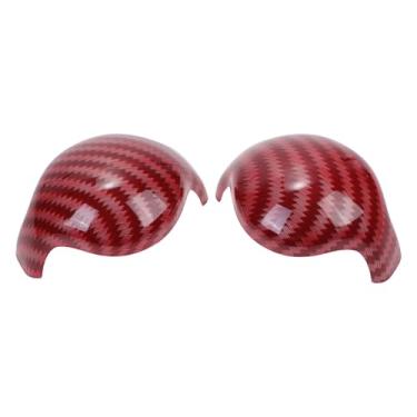 Imagem de TUCKBOLD Capa decorativa de botão de mudança de marchas para Ford para Mustang 2015-2023 console acabamento interior adesivo decoração de fibra de carbono vermelho suporte adesivo 1 conjunto