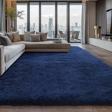 Imagem de Tapetes felpudos para quarto, sala de estar, tapetes macios e macios para dormitório, tapetes de berçário para quarto de crianças, meninas, decoração de casa (azul, 20 x 3 metros)