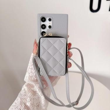 Imagem de Capa com zíper Crossbody para Samsung Galaxy S24 S22 Ultra Plus S23 FE A05S A05 A15 A25 A35 A55 A24 A34 A54 com cartão, azul, para Galaxy A35