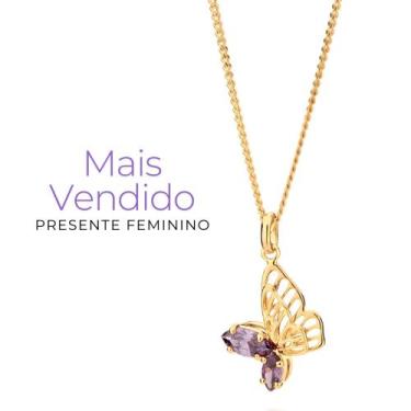 Imagem de Colar Com Pingente Borboleta Com Zircônia Rommanel Presente Feminino B