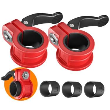 Imagem de Mini clipes de barra 2,5 cm I Colar de barra ajustável em vários tamanhos I Grampos de barra de 2,5 cm Grampos de peso de liberação rápida Par de travas para barra de halteres (VERMELHO + PRETO)