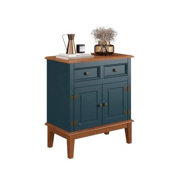 Imagem de Balcão De Madeira Maciça 2 Portas E 2 Gavetas Azul Petróleo