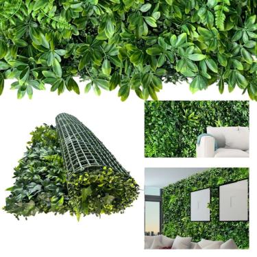 Imagem de Painel 100X100cm com plantas artificiais de alto nível folhagens para parede viva artificial muro inglês e jardim vertical placa premium de fácil inst