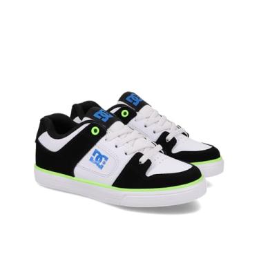 Imagem de DC Shoes Tênis de skate unissex infantil com elástico puro, preto/branco/azul-petróleo, 11 Little Kid