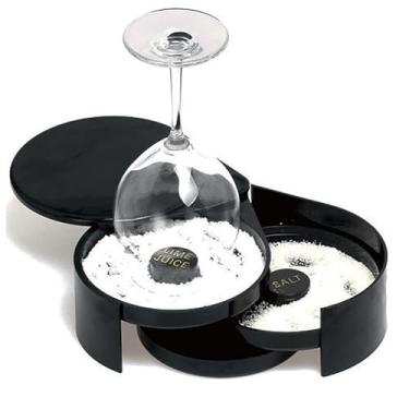 Imagem de Ferramenta de bar de vidro para bartender, borda de vidro de plástico de 3 camadas para coquetéis Margaritas Bloody Marys e gimlets (preto)